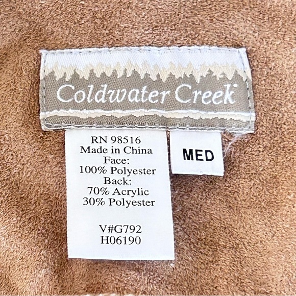 Vintage 90s Y2K Faux Suede Sherpa Lined Jacket Sz M Tan Coat Boho Phoebe Buffay - Picture 10 of 12